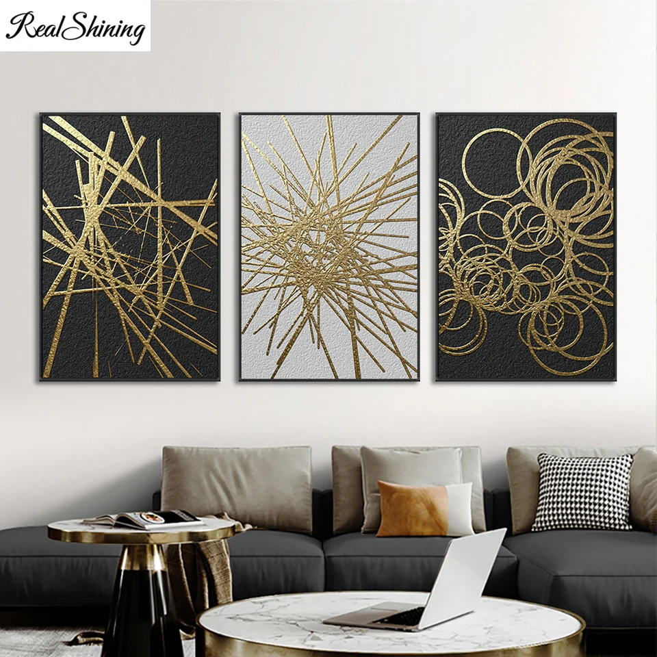 Триптих 5d «сделай сам», алмазная живопись, абстрактная золотая, черная, белая, пейзаж, вышивка крестиком, полная выкладка T1681 Триптих 5d «сделай сам», алмазная живопись, абстрактная золотая, черная, белая, пейзаж, вышивка крестиком, полная выкладка T1681