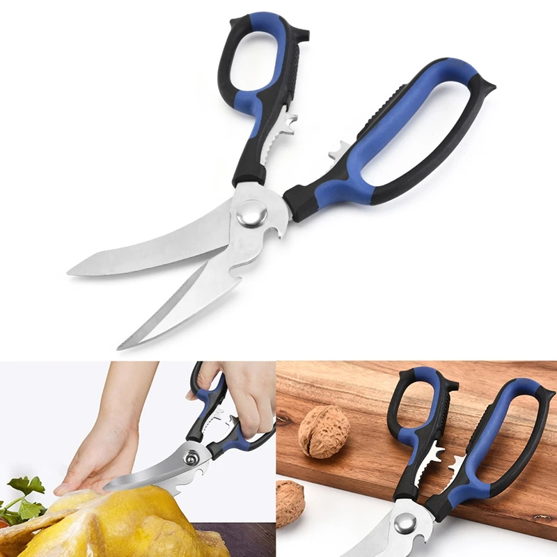 

Многофункциональные кухонные ножницы сверхмощные-уникальное Изогнутое лезвие для куриных костей, ножницы для птицы для мяса и морепродукт...
