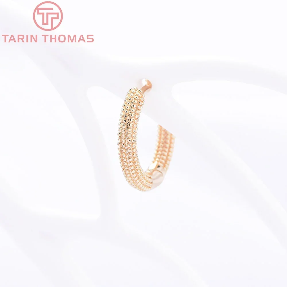 Латунные круглые серьги-кольца с застежкой 6 шт