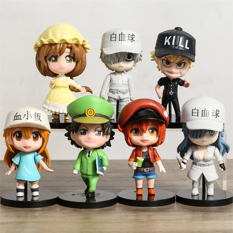 

7pcs/set Cells at Work Red White Blood Cell Platelet PVC Model Dolls Toys Colletible Figurals