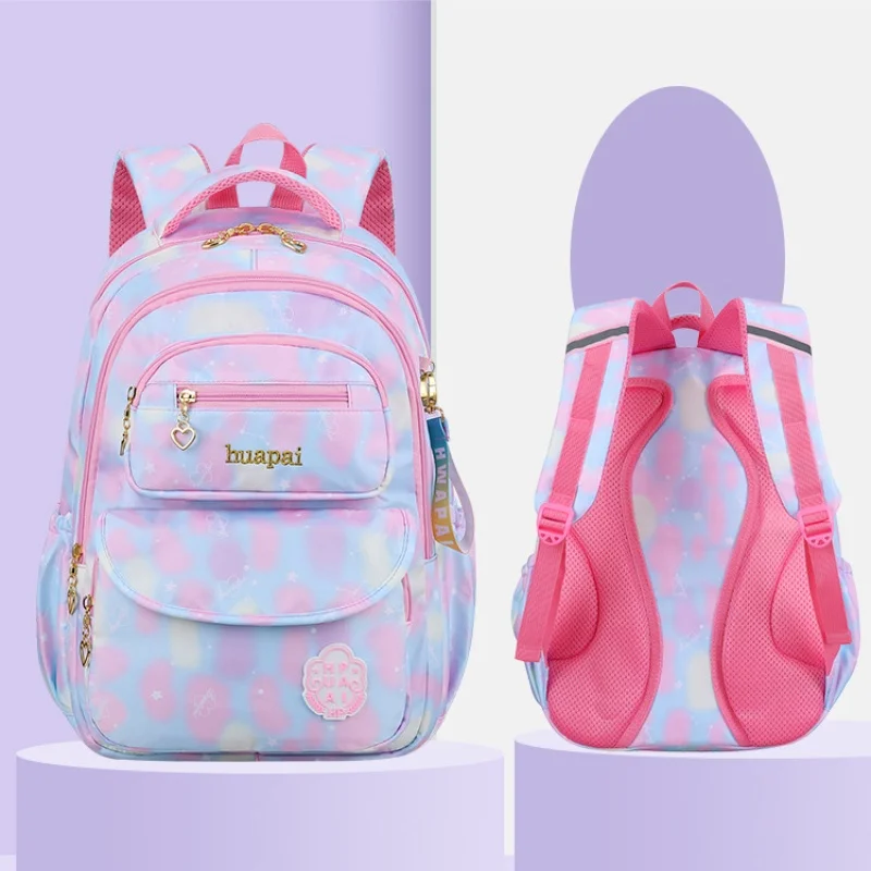 Children Tie Dye Gradient Pink Fashion Backpacks New Sweet Girls Princess Students Large Schoolbags Waterproof Drop Shipping