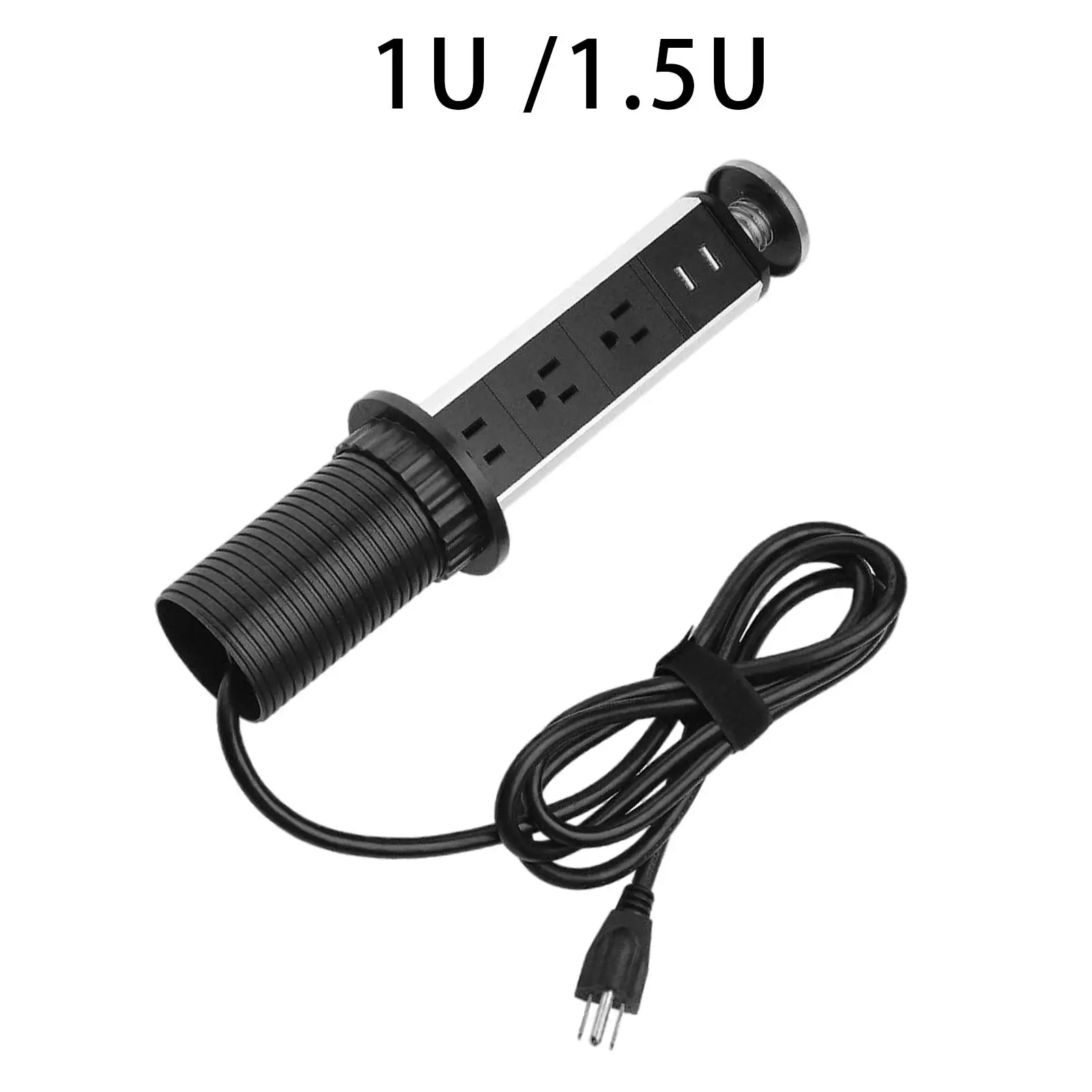 

Hidden Electrical Pull up Plug Socket 3 Plugs 2 Charge USB for Kitchen Table for Office Multi Plug Desktop Silver Power US Plug