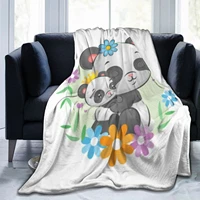flannel blanket comfortable soft warm fleece pillow up sofa bed cover panda with it kids flower valentines day gift 80x60 inch