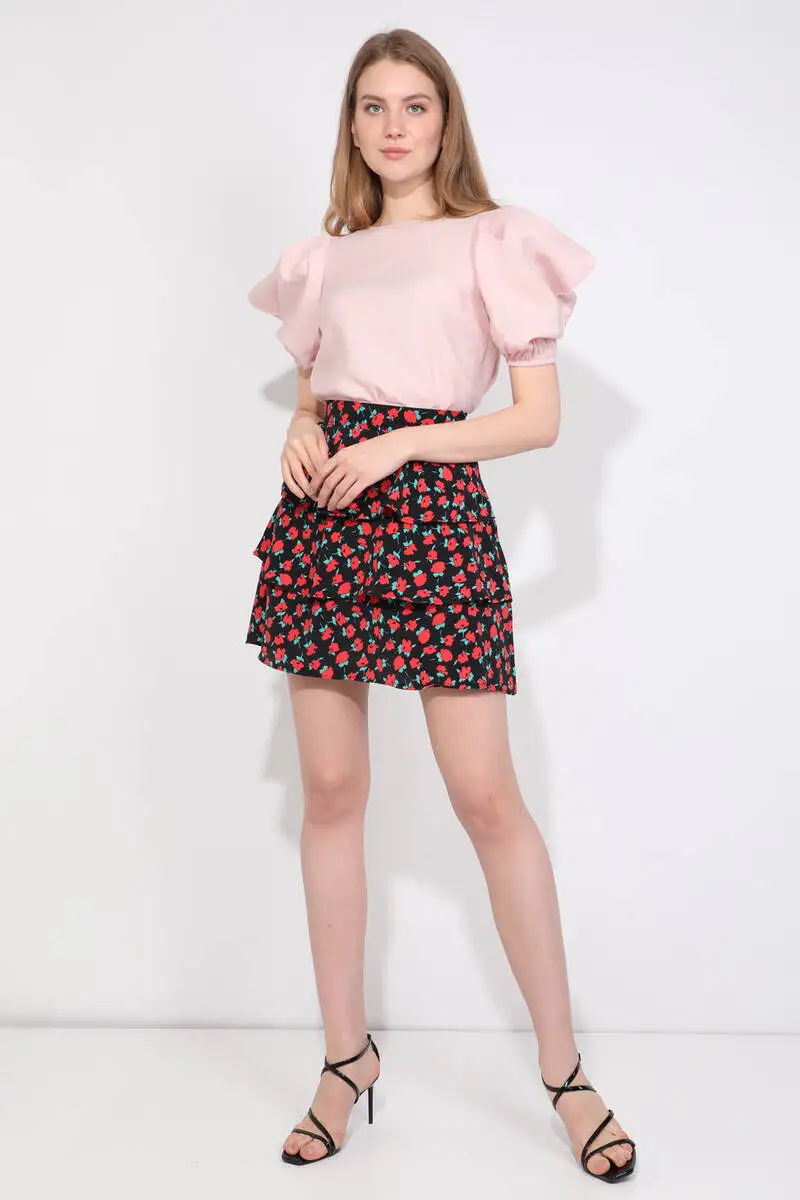 

Womens Powder Balloon Sleeve Blouse