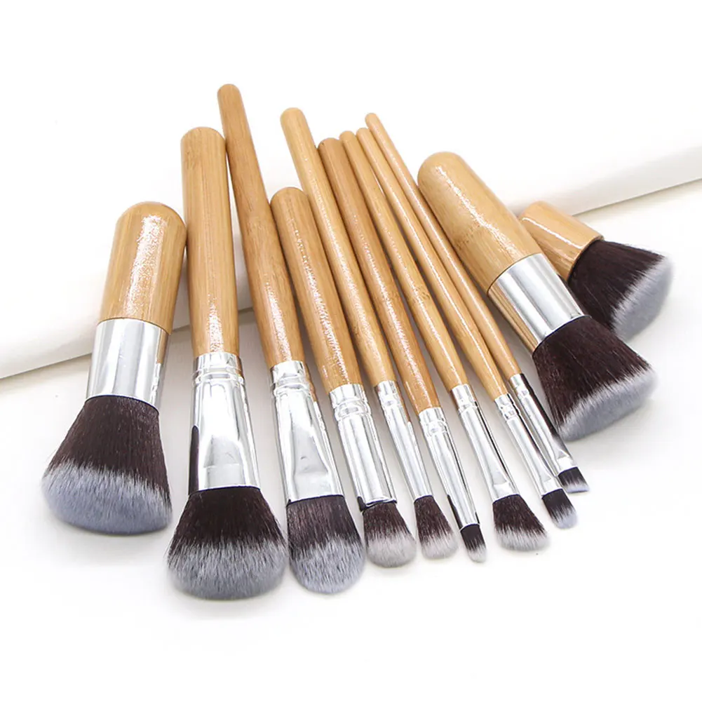 

11pcs Concealer Soft Hair Eyebrow Blush Gift Makeup Brush Set Home Salon Multifunctional Bamboo Handle Eyeshadow Ergonomic