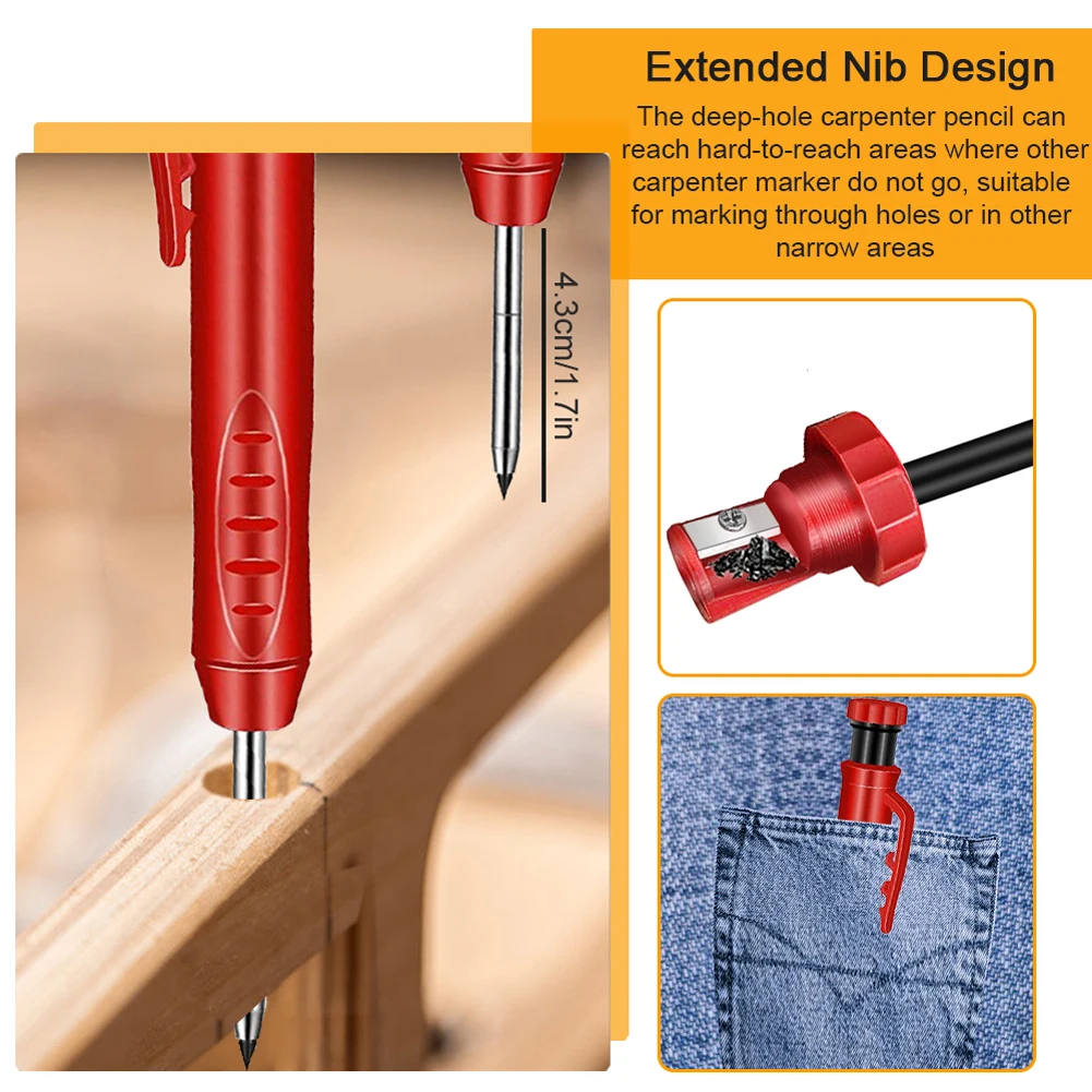 

8pcs/set Solid Carpenter Pencil Joiner Marker Woodworking Pencil Marking Tool Multi Colors With Built-In Sharpener