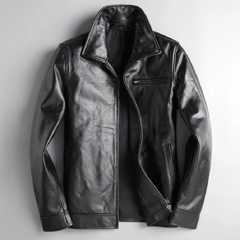 

Skin Genuine Sheep luxury brand real high quality Wholesales.Black slim Rider cloth,quality men genuine leather coat.fashion nat