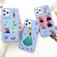 frozen elsa anna princess phone case for iphone 13 12 mini 11 pro max x xr xs 8 7 6s plus candy purple silicone cover