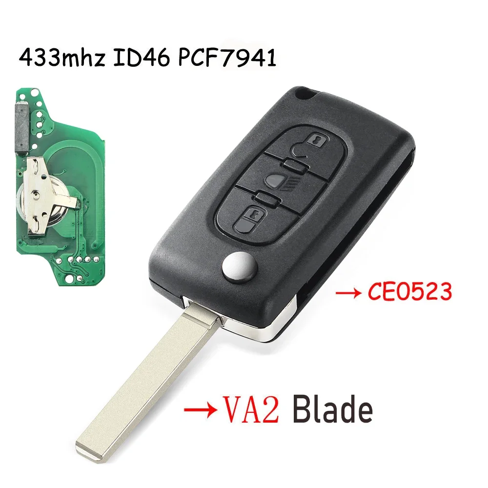

Удаленный Ключ KEYYOU Для Citroen C5 X7 C2 C3 C4 Grand Picasso Berlingo C6 C8, 3-кнопочный Автомобильный Брелок 433 МГц, Чип ...
