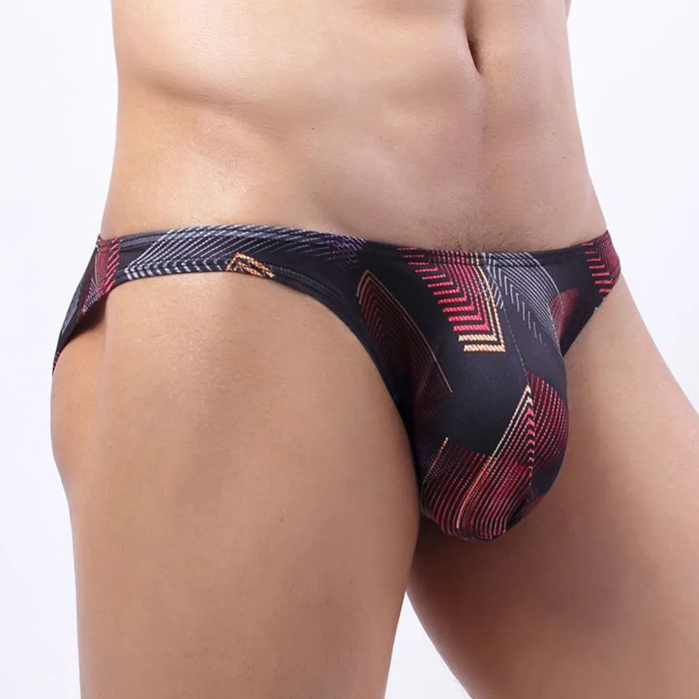 

Briefs Underwear Man Sexy Low Rise Brief Fashion Printed Thin Sheer Bikini Shorts U Pouch Underwear Breathable Mens Slip Cueca