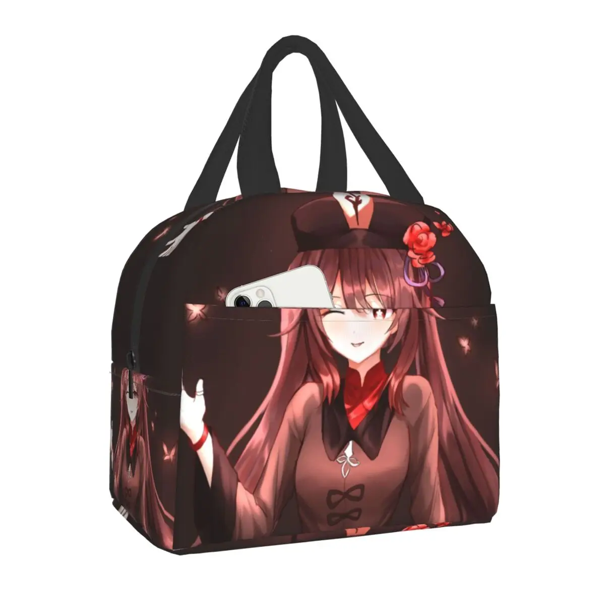 

Изолированная сумка для обеда Genshin Impact Hu Tao для женщин, водонепроницаемый волшебный кулер для игр в стиле аниме, термоконтейнер для бенто, для офиса, пикника, путешествий