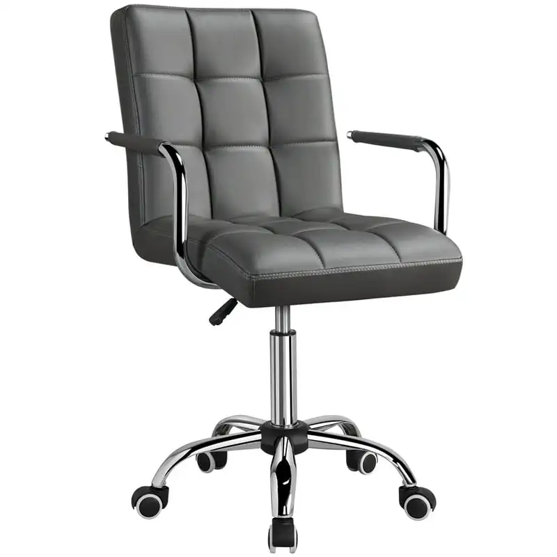 

Регулируемое вращающееся офисное кресло MART из искусственной кожи с колесами, серого цвета