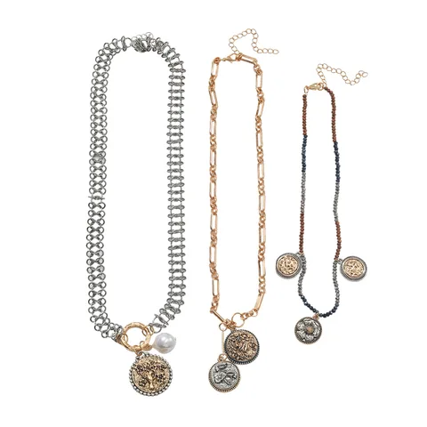 Zvoijio 2025 Осеннее многослойное ожерелье с цветком монеты и дерева