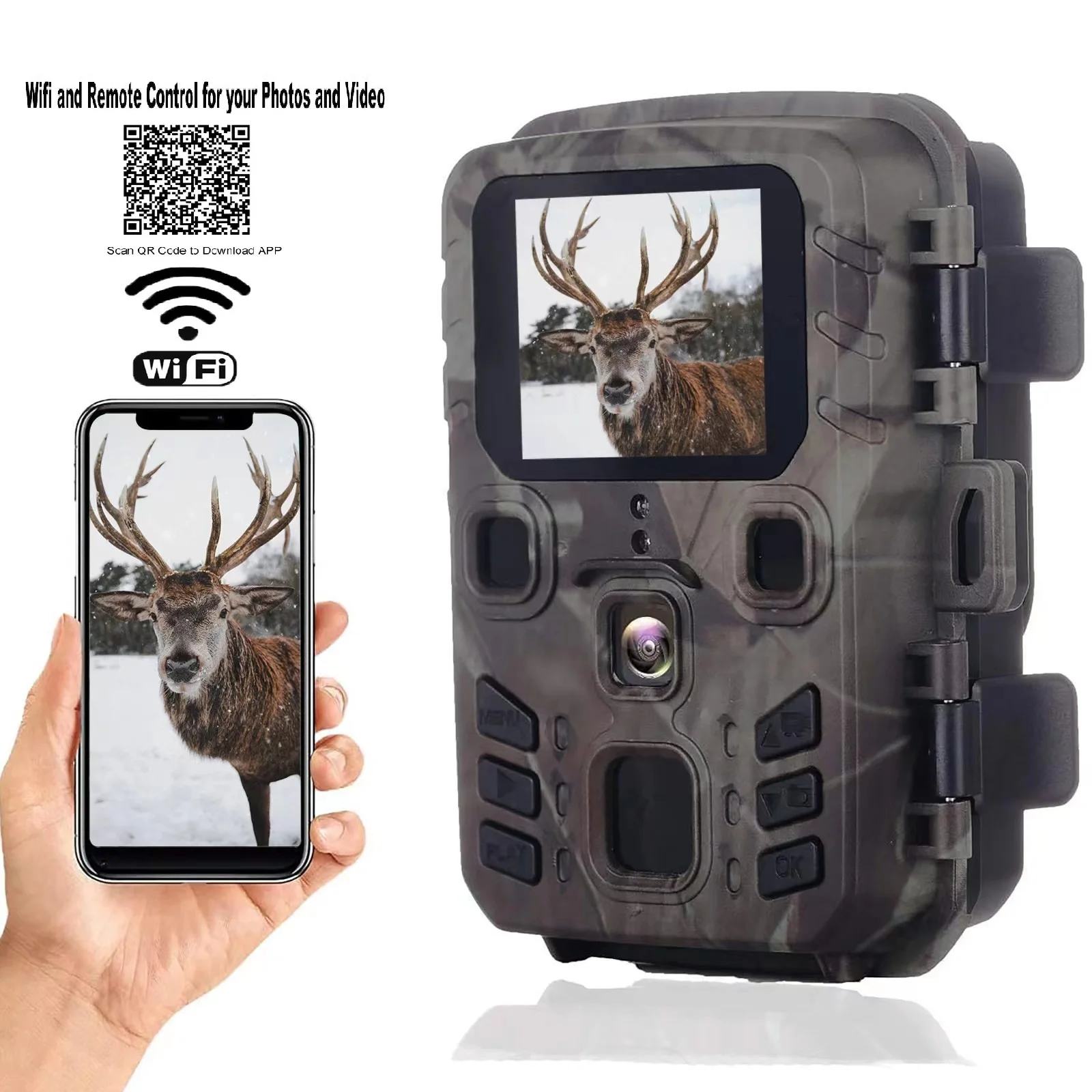 

Wi-Fi охотничья камера WIFI301, беспроводное управление через приложение, Bluetooth, 24MP 1296P, ночное видение