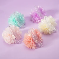 1 pc chiffon flower bow hair claw clip women girls flowers ponytail holder hair clamps barrette wedding party hair accessories