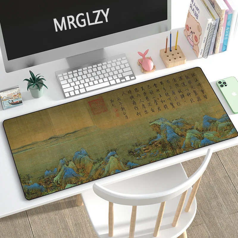 

Drop Shipping Chinese Style Calligraphy Painting Mouse Pad Rubber Large Desk Mat Gaming Mouse Pad Keyboard Mousepad for LOL CSGO