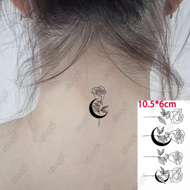 

Водостойкая Временная тату-наклейка эскиз роза Луна бабочка созвездия искусство тела флэш-тату на запястье для женщин и мужчин