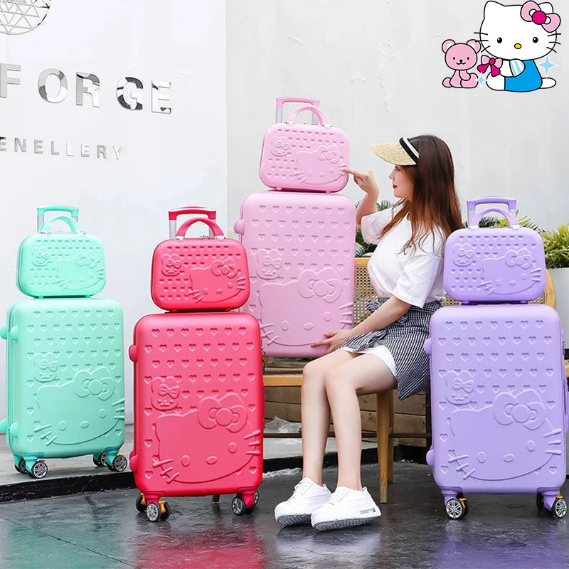 

Hello Kitty 20-Inch 24 Inch Trolley Case Sanrio Suitcase Anime Kawaii Mother Box Mute Universal Wheel with Lock Student Travel