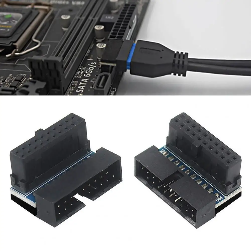 

Motherboard Connector High-speed Lossless Plug Play USB3.0 19/20 Pin 90 Degree Angled Internal Mini Header for Computer