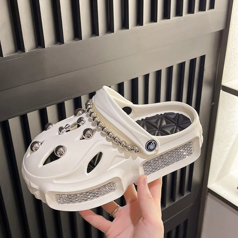 

Size 41 Fashion Charms Clog Shoes Outdoor Women Slippers Thick Sole High Quality Summer Sandals for Girls Closed Toes Sandalias