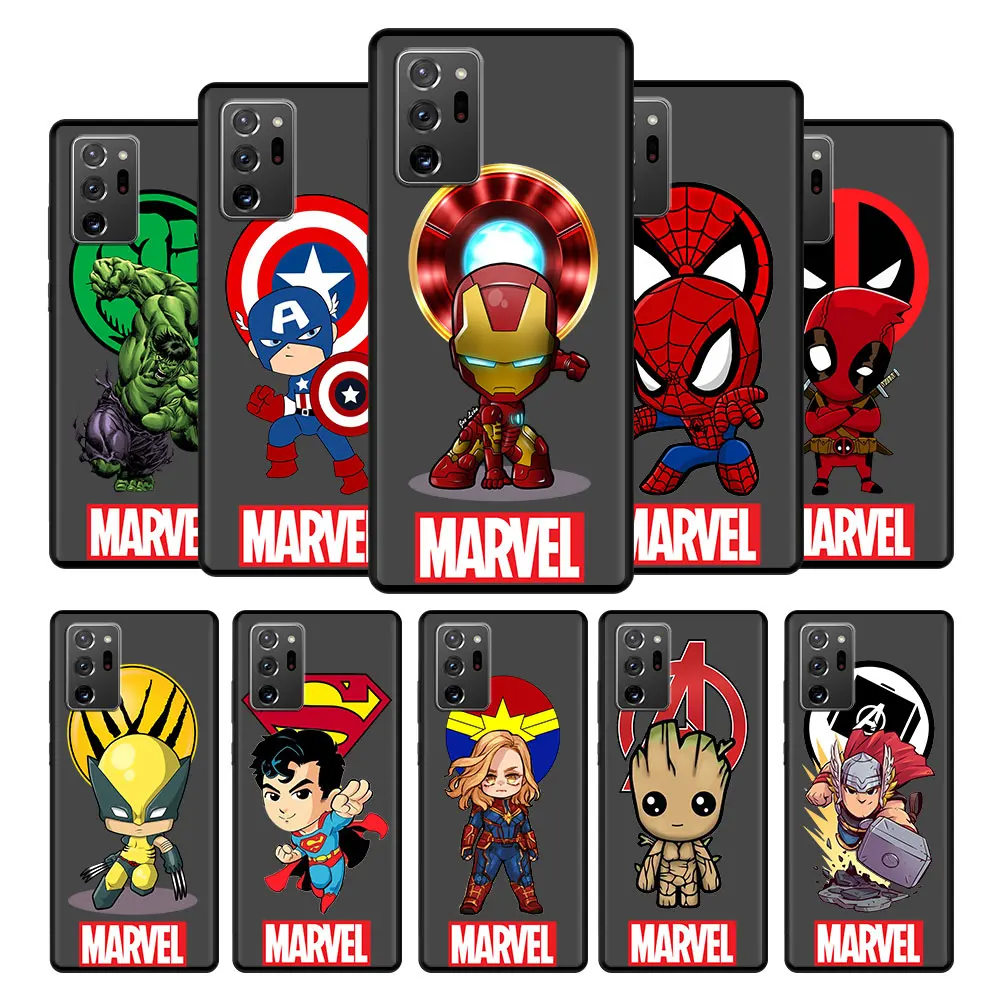 

TPU Case Coque for Samsung Galaxy Note10 Note 10 20 8 9 Plus Ultra 5G Note20 Marvel Hero Captain America Cell Print Official