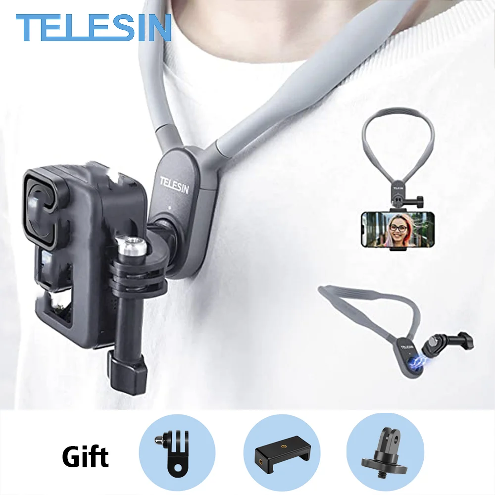 

TELESIN Neck Hold Smartphone Chest Mount Soft Silicone Magnetic Quick Release for GoPro Insta360 Osmo Action EKEN IPhone Samsung