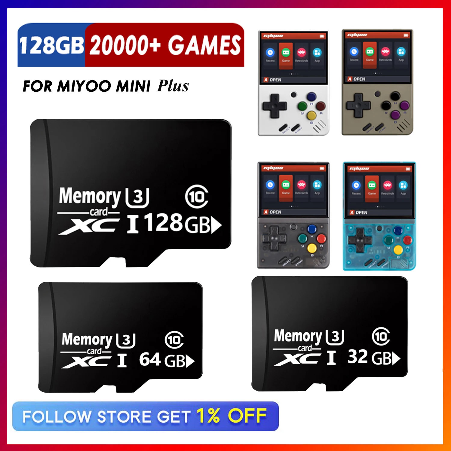 Memory Card TF Card SD card For MIYOO MINI PLUS Handheld Game Console Player 128GB 20000Games For Game Stick 32GB 64GB 128GB