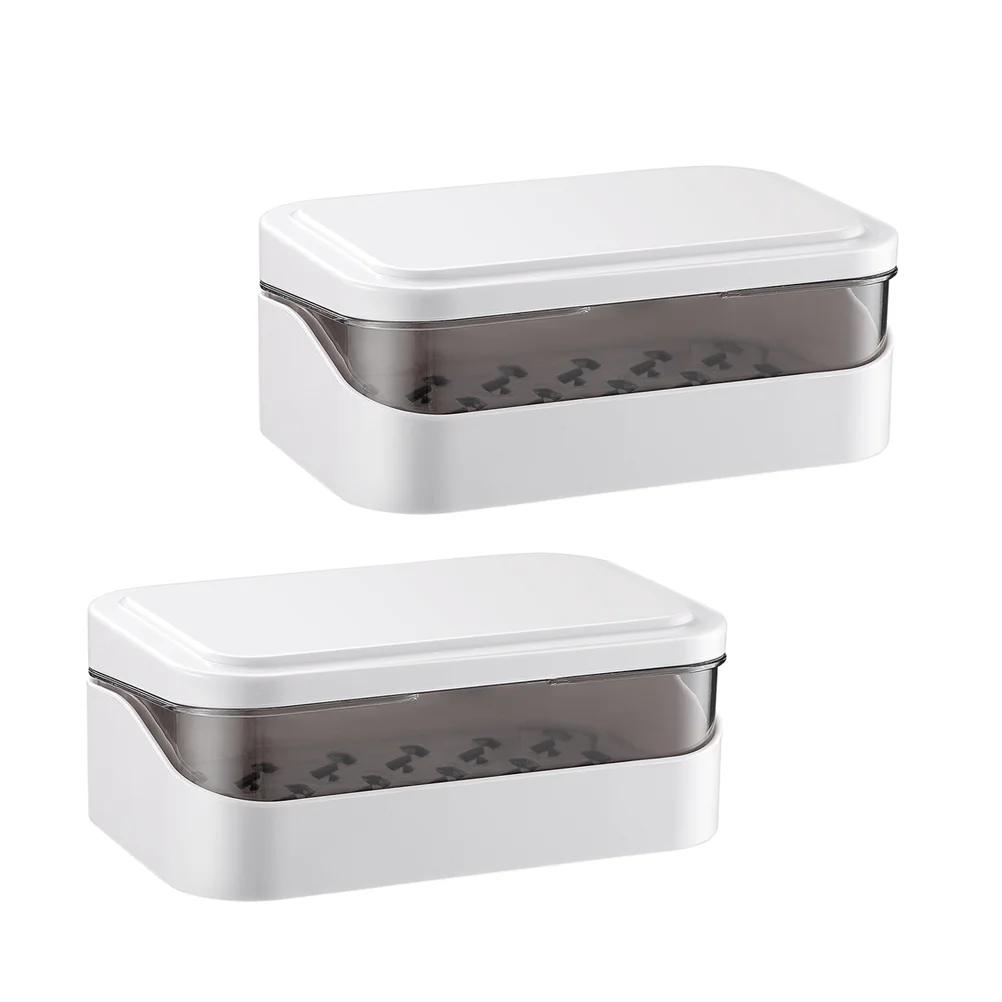 

2pcs Soap Dish Bathroom Soap Draining Tray Soap Box Clamshell Soap Holder