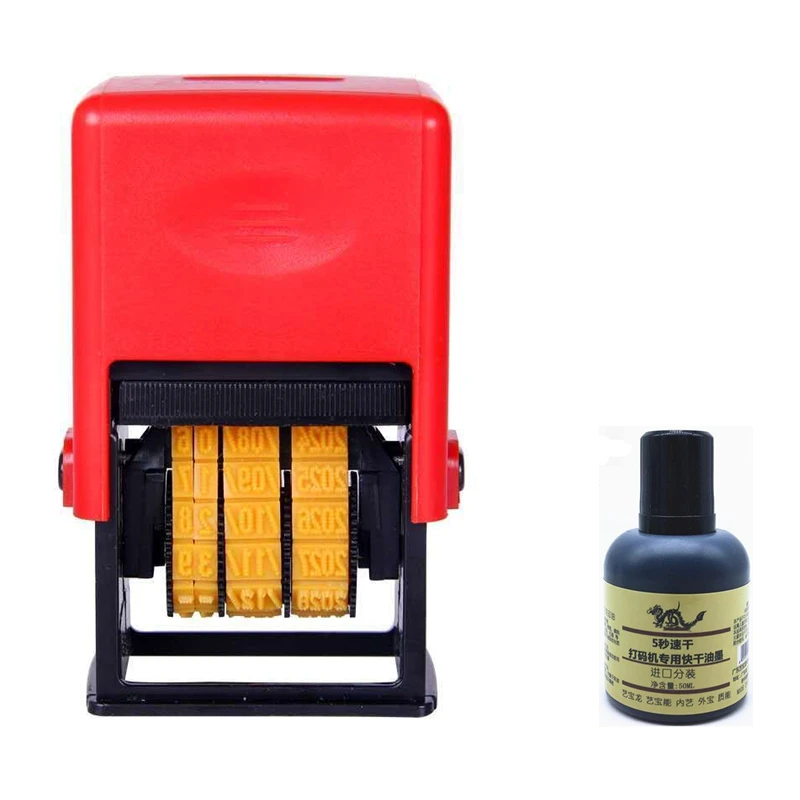 Самонастраивающийся штамп с точками и датой, не стирается, черный iInk, 50 мл, дата, регулируемая для заводского производителя, супермаркета, магазина, офиса