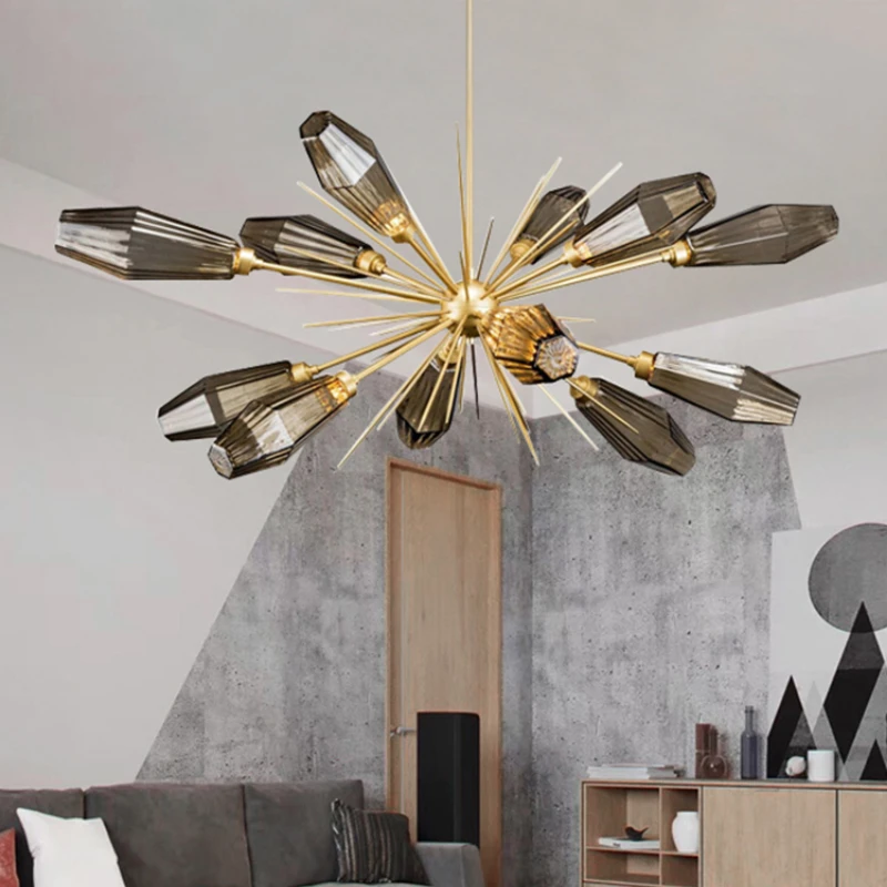 

2023 Amber Glass Lampshade Pendant Light Gold Lustre Hanging Lamps for Ceiling Bedroom G9 Led Pendant Lamp Living Room Decor