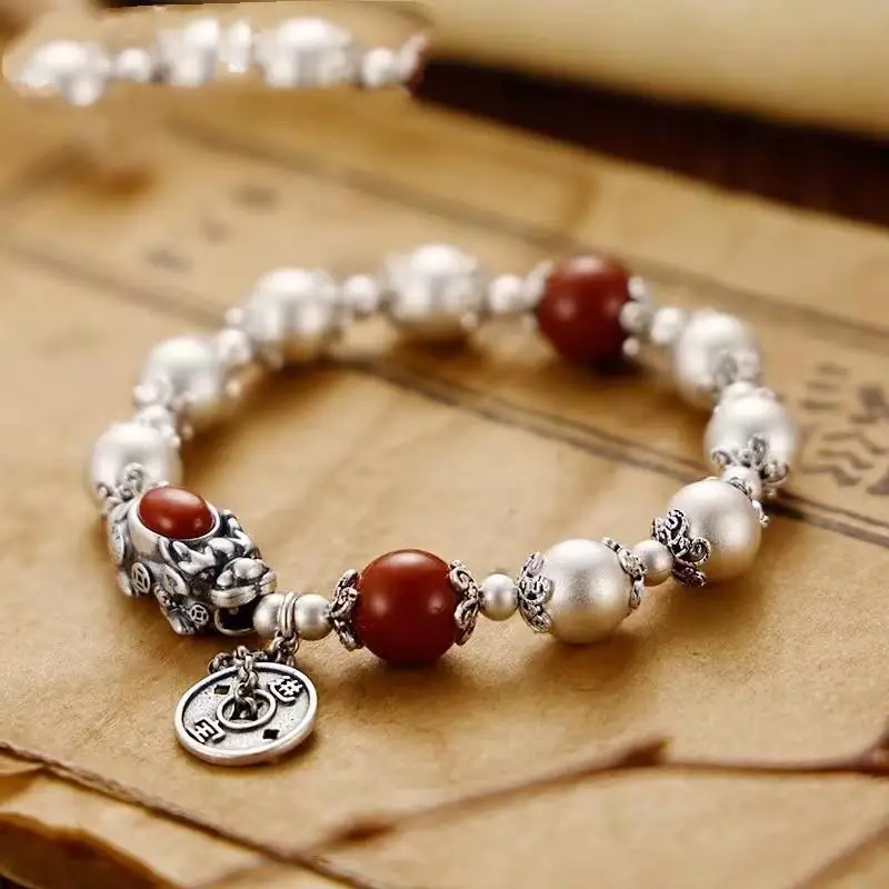 

Bracelet Female Couple's Round Bead Pixiu Hand String Vintage Ethnic Style