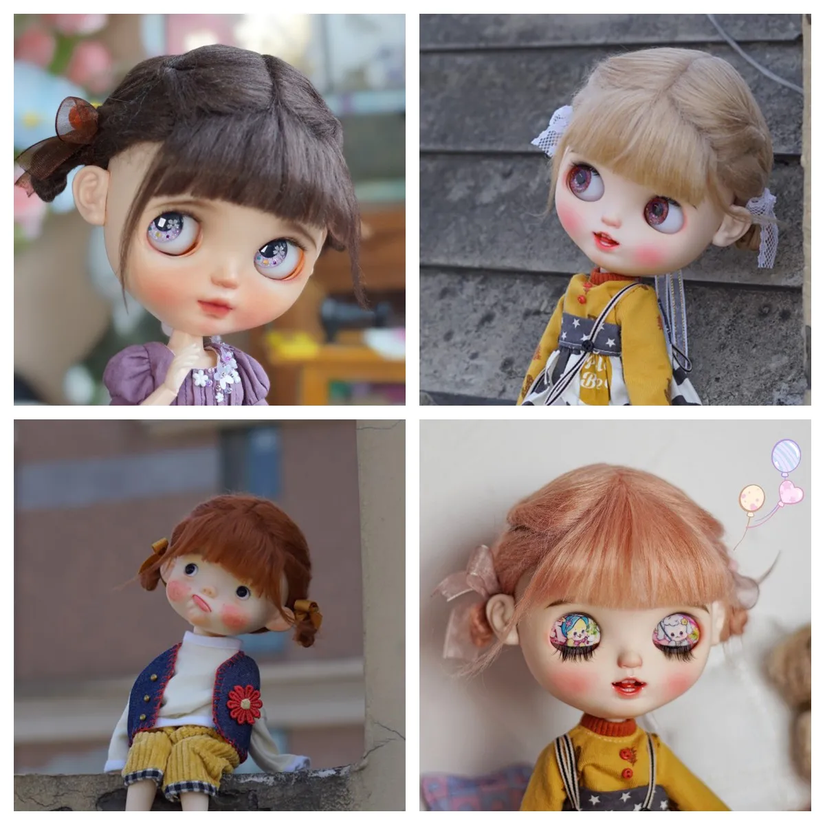 

Qbaby BJD Doll Wig is Suitable For Blythe Ob Qbaby Size Doll Accessories Wig Wool Thread Long Hair Fashion All-Match Bangs Wig