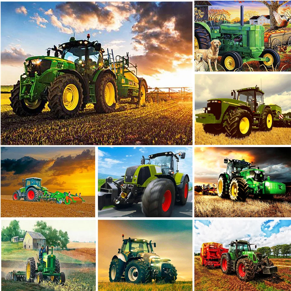 5D алмазная живопись трактор пейзаж полный квадрат/круглый стразы набор для алмазной вышивки мозаика настраиваемый настенный художественный Декор