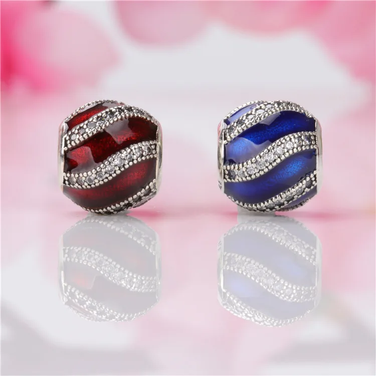 

Authentic 925 sterling silver round drop oil thread inlaid zircon beads Fit Original Charms Bracelet Necklace DIY Jewelry Making