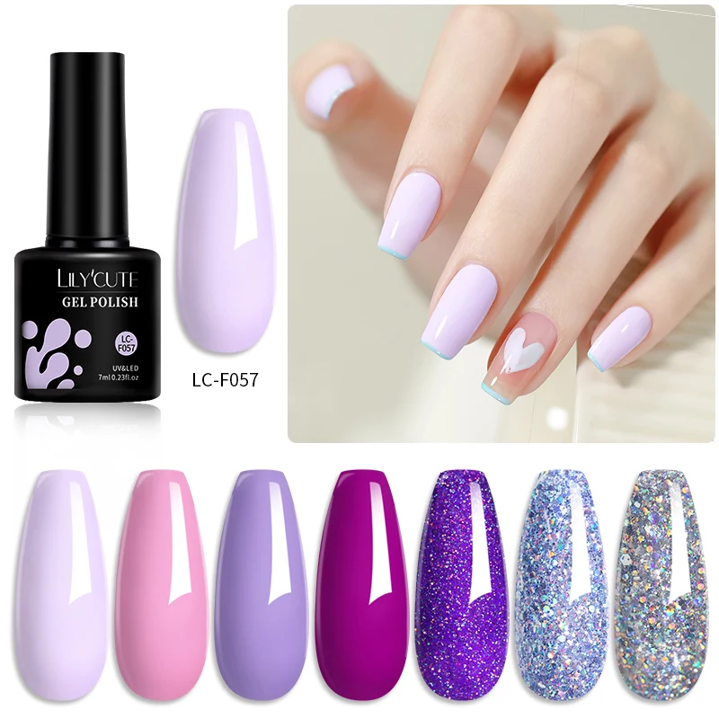 LILYCUTE 7 мл фиолетовая яркость 129 цветов Полупостоянный отмачиваемый УФ