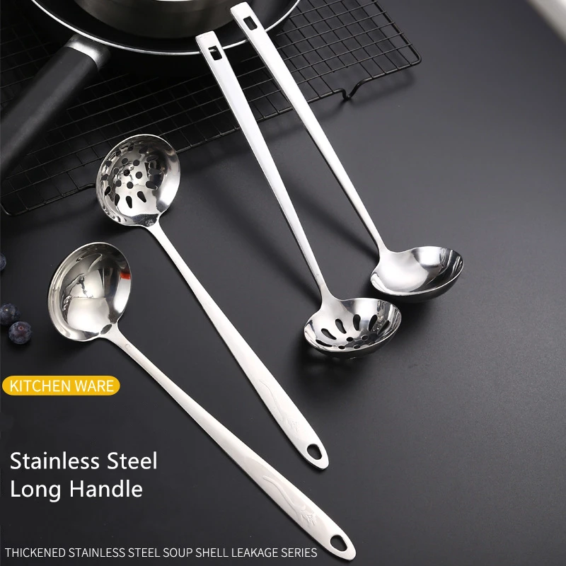 

Stainless Steel Soup Spoons Long Handle Tablespoons Skimmer Home Tableware Multiple Styles Kitchenware Cooking Utensils