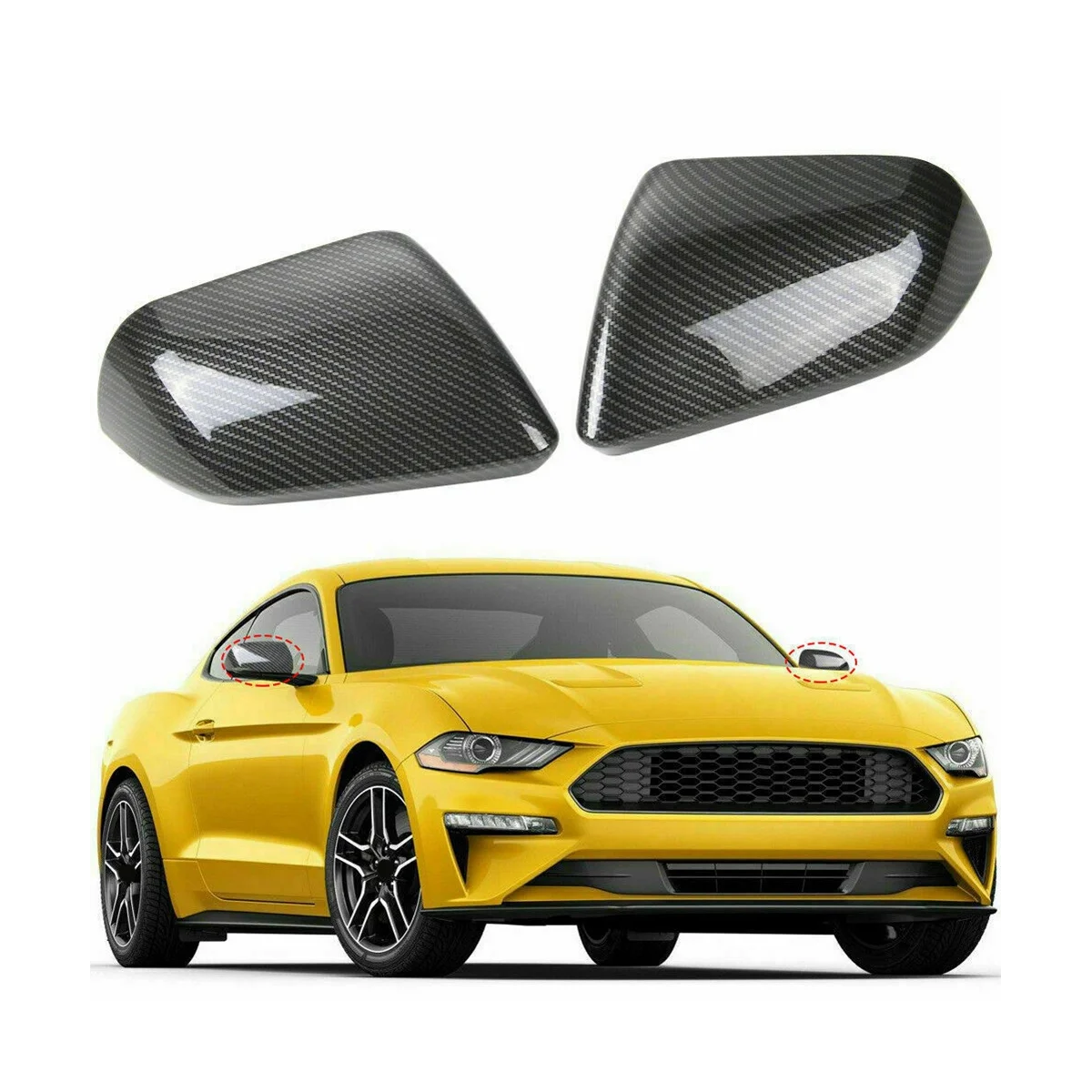 Чехол для зеркала заднего вида из АБС-углеродного волокна Ford Mustang 2015-2020