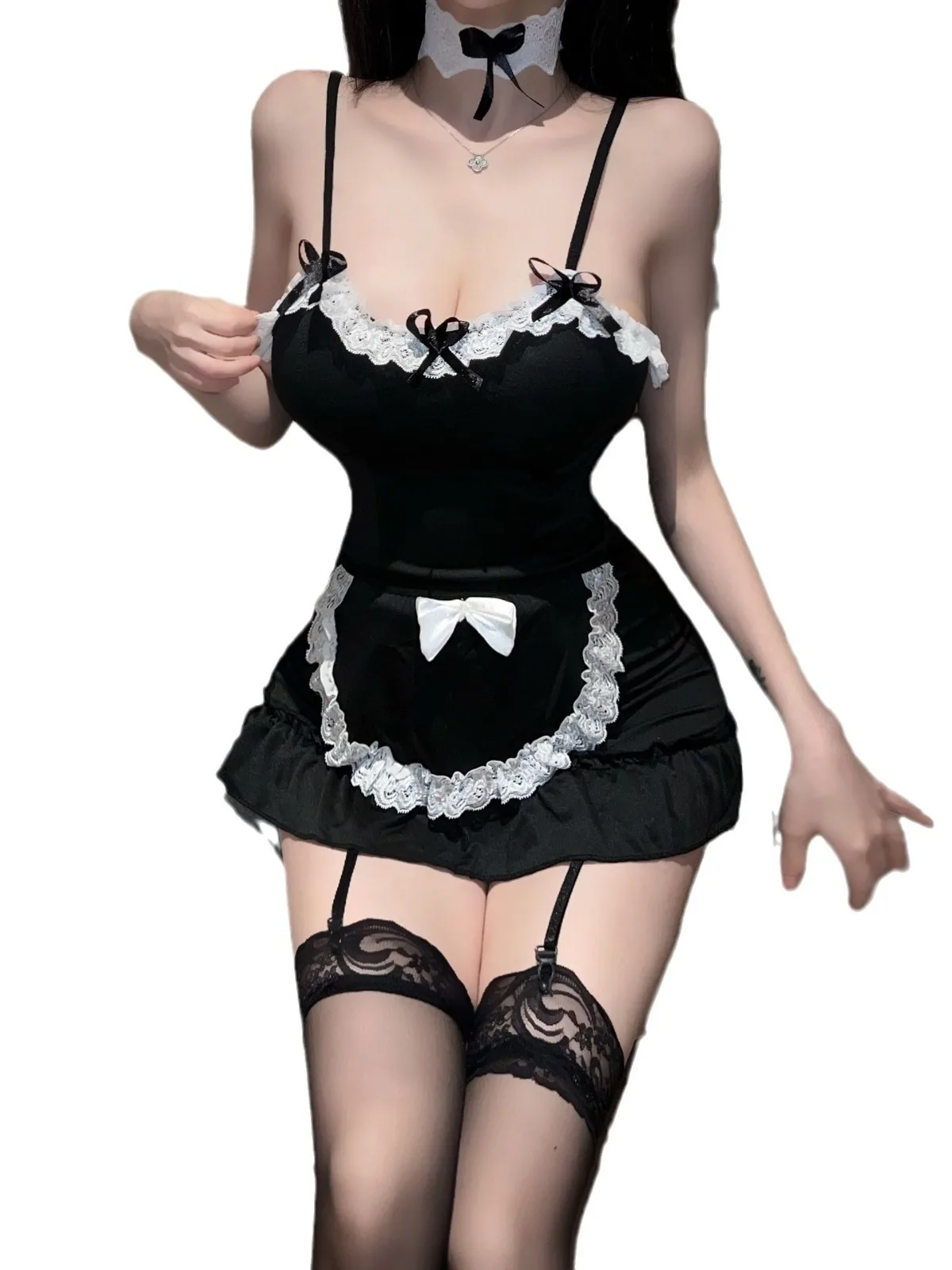 Женское кружевное короткое платье на бретельках с V-образным вырезом