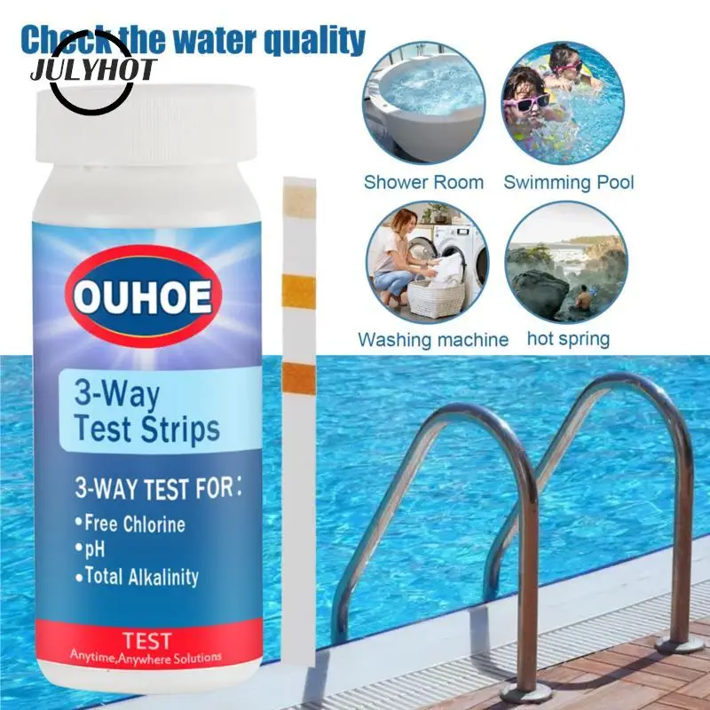 

50pcs/bottle 3-in-1 Swimming Pool Water Test Strips Nitrate Nitrite PH Hardness Cyanuric Bromine Tests Paper