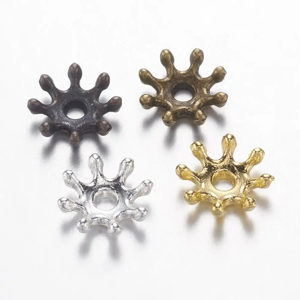

50pcs 12mm Platinum/Golden Iron Flower Bead Caps End Cap for DIY Jewelry Making Accessories 12~14x3.5mm, Hole: 1.5mm