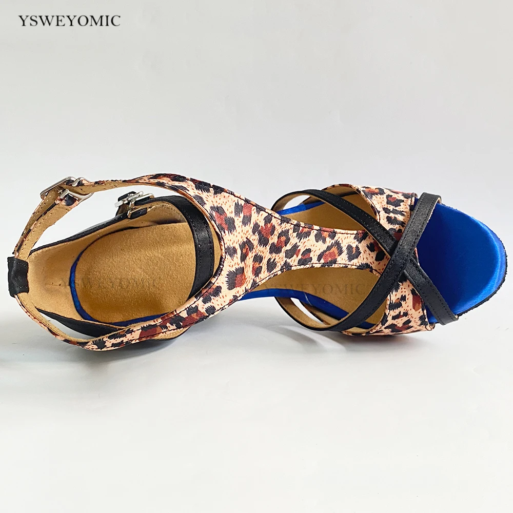 Women Latin Ballroom Dancing Shoes Soft Bottom Bachata Salsa Latin Dance Shoe for Ladies Girls Satin Party Dance Shoes