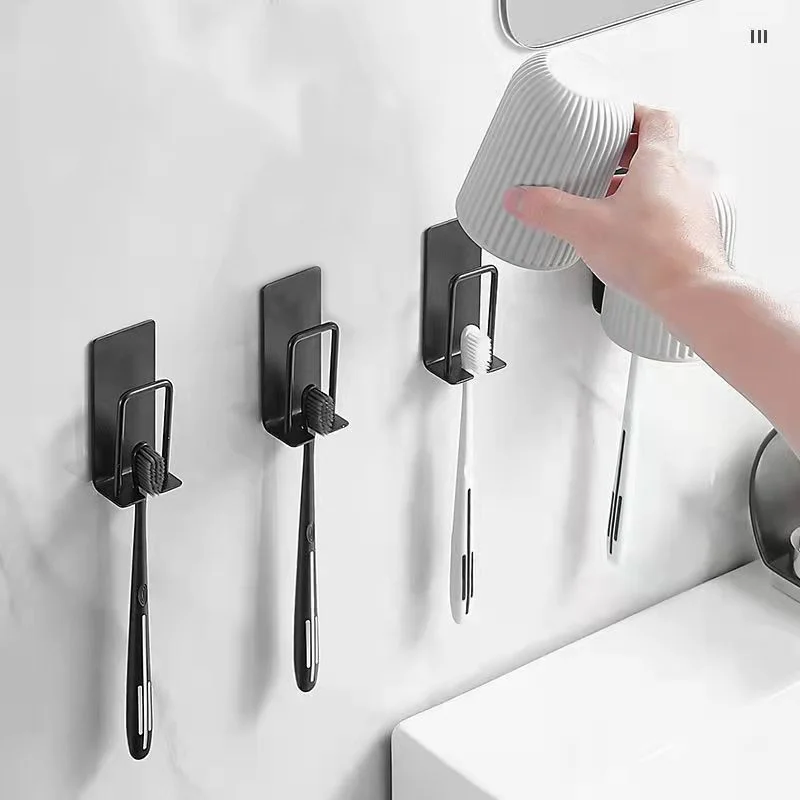 Toothbrush Cup Mug Holder Stainless Steel Toothbrush Holder Multi-function Storage Hooks Cup Dispenser Bathroom Accessories