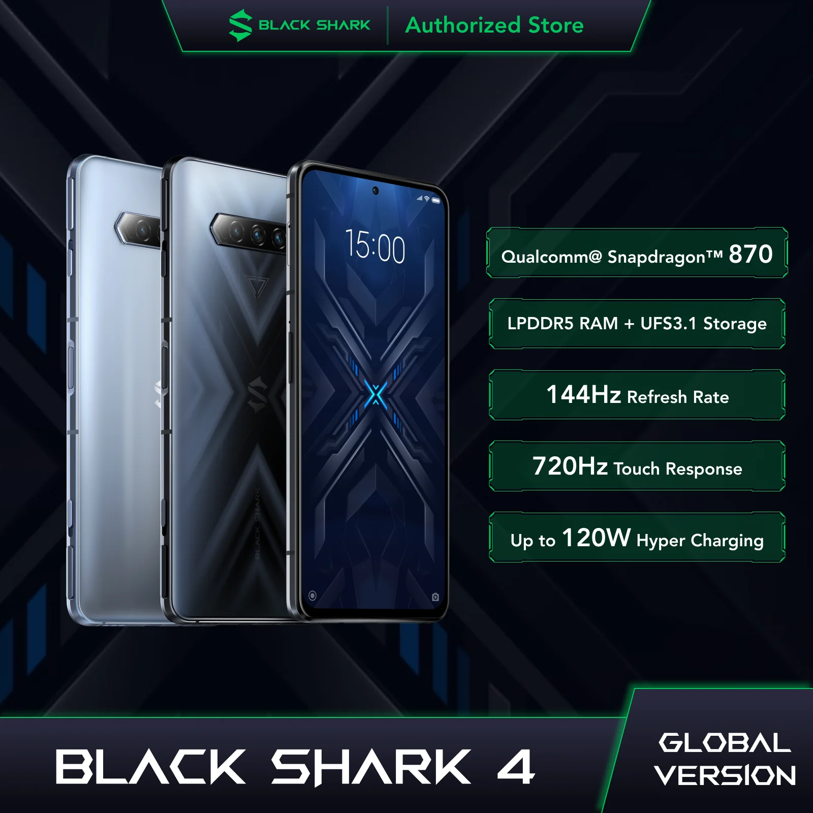FEDEX/DHL Free Original Black Shark 4 Global Version Smartphone Snapdragon 870 Octa Core 144Hz Screen AMOLED GamingPhone UFS 3.1
