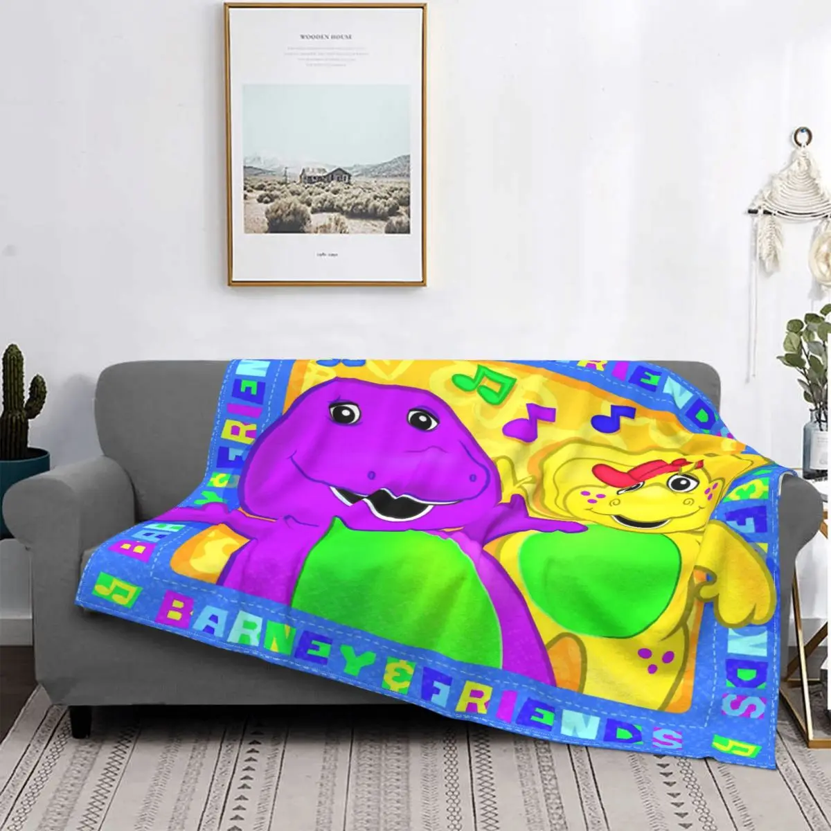 

Barney & Friends Blanket Flannel Autumn/Winter Dinosaur TV Series Cartoon Gift Warm Throw Blanket for Home Travel Bedspreads