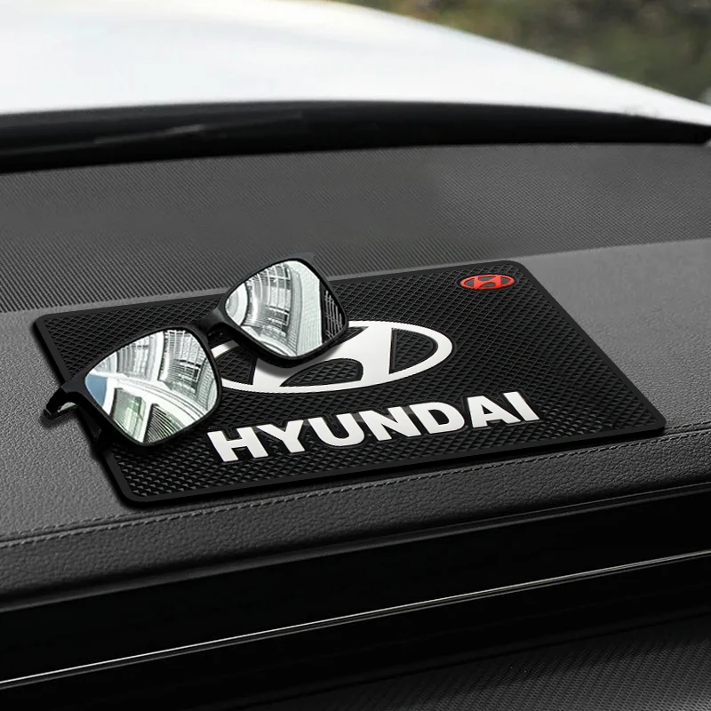 

Car Logo Anti Slip Pad Dashboard Phone Stand Silicone Non-slip Mat Auto Accessories For Hyundai Accent Azera Elantra GDI Genesis