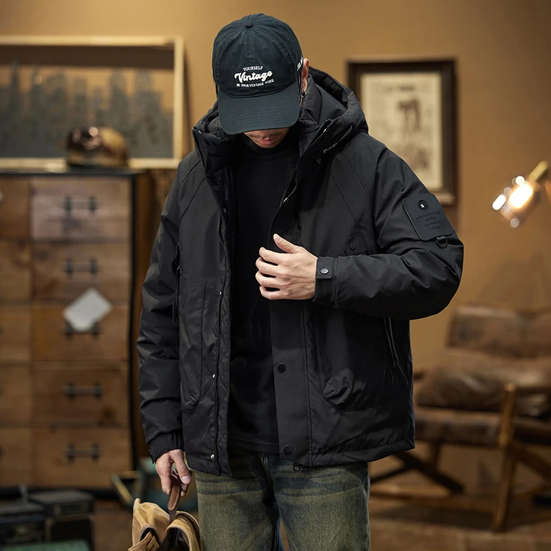 Зимняя уличная ветрозащитная куртка-карго с капюшоном мужская куртка для