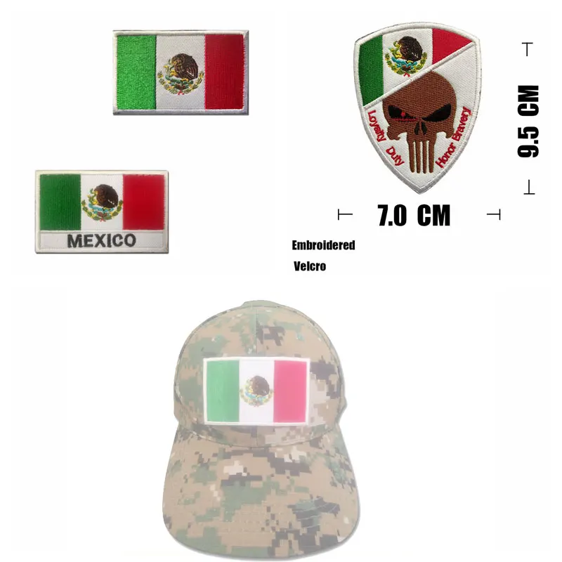 

Mexico Flag Embroidery Velcro Flag Patch MEXICO Badge Outdoor Bag with Cloth Sticker Patches for Clothes Tactical Military Fan