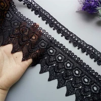 2 yard black flowers embroidered lace trim ribbon applique fabric sewing craft diy vintage crochet wedding bridal dress new