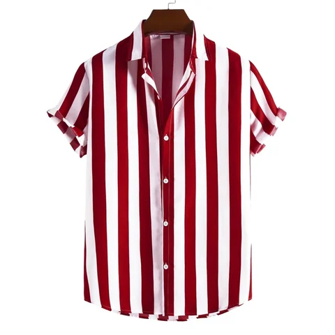 2023 летняя гавайская рубашка, 3d рубашки, ретро рубашки, полосатая Мужская рубашка с коротким рукавом и узором для отпуска, повседневная мужская Пляжная футболка