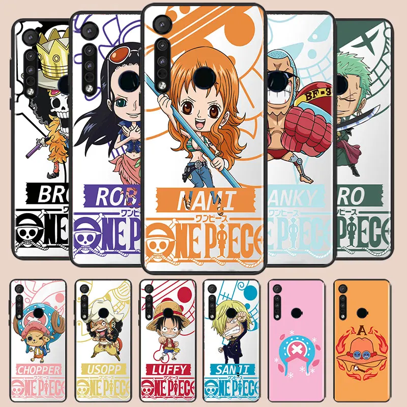 

Anime One Piece Character Phone Case For Motorola E6 E7 One Marco G8 Play Plus G Stylus One Hyper Lite G9 Black luxury Silicone